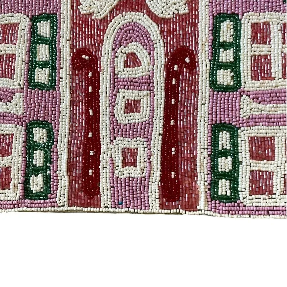 Tiramisu Pink Gingerbread Beaded Placemat 12x15 Christmas Holiday Decor New